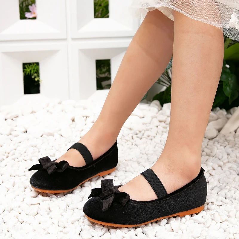 Children's Moccasins Solid Color Bowknot New Girl Leather Shoes Fashion Ballet Versatile Kids Causal Princess Wedding Flat Shoes