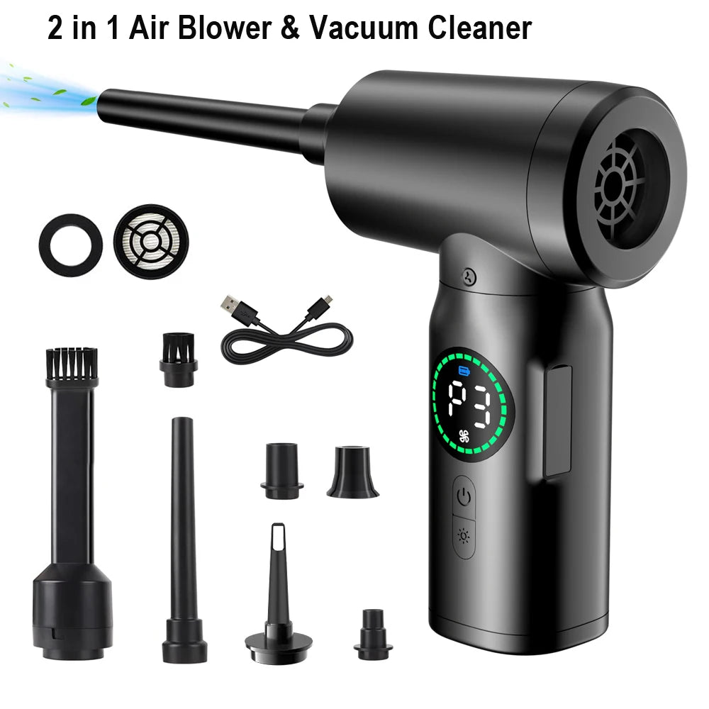 7500mAh Portable Compressed Air Duster Multi Air Blower & Vacuum Cleaner Cordless Duster Blower for Keyboard Computer Cleaning