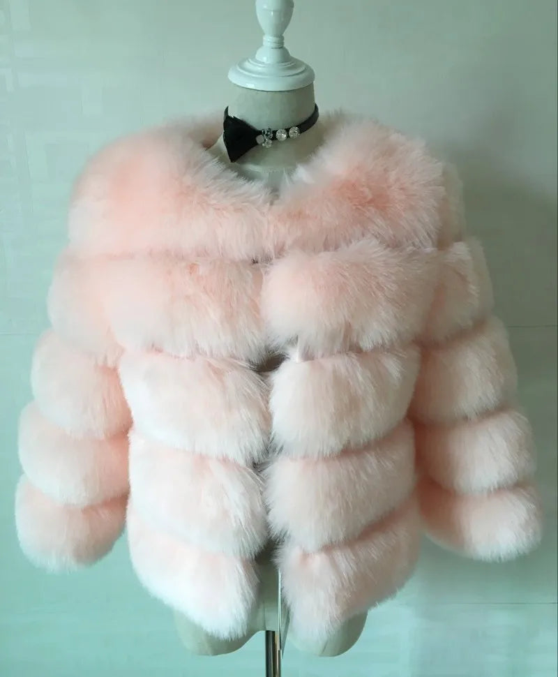 Women Autumn Winter Imitation Fox Fur Faux Fur Coat Women's Short Long Sleeve Fur Artificial Fur Coat