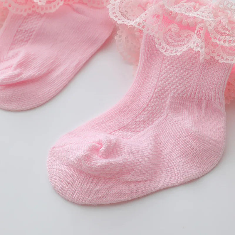 0-1Y Newborn Infant Toddler Baby Socks Girls Kids Princess Bowknot Lace Floral Short Socks Cotton Ruffle Frilly Trim Ankle Socks