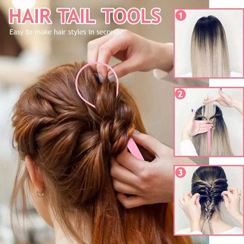 4/5pcs/Set Hair Loop Tool Set 2pcs French Braid Tool Loop 1pc Rat Tail Comb 1pc Elastic Hair Rubber Bands Remover Cutter