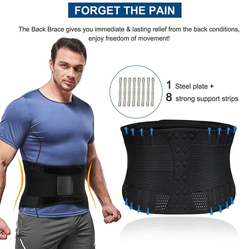 Breathable Waist Trainer Gym Girdle Back Lumbar Support Belt with 8 Stays Adjustable Abdominal Binder for Man Women Lumbar Pad