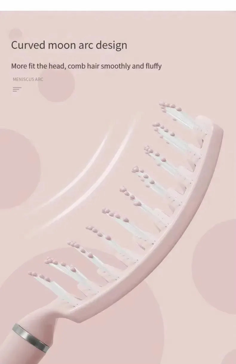 Hairdressing Wide Tooth Hair Comb Wet Curly Massage Brush Gentle Pink Hollow Scalp Massage Comb Barber Styling Hairdressing Tool