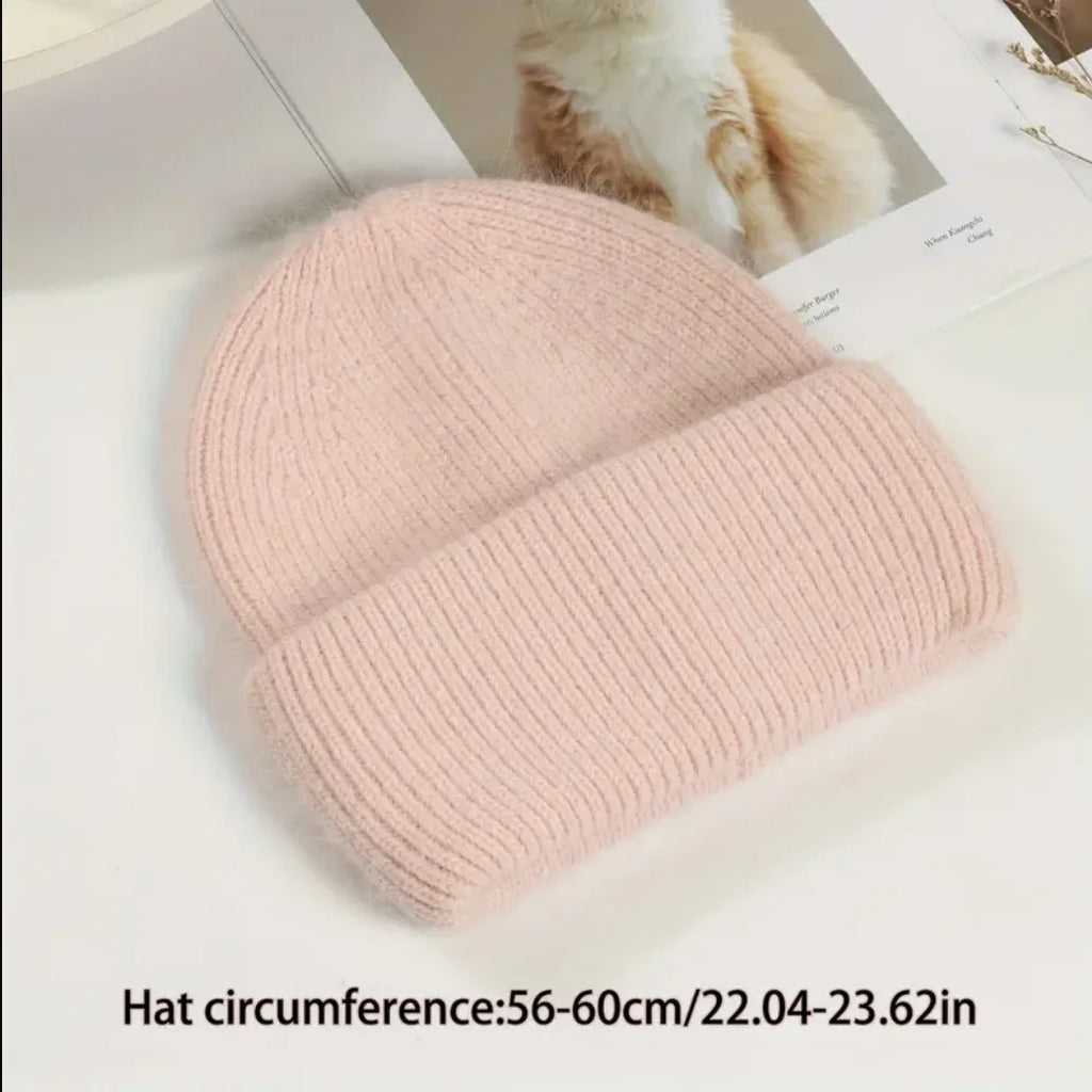 Women's Winter Hats Fashion Warm Bean Hats Solid Color Adult Hats Cute Knitted Hats Baotou Hats Autumn/Winter