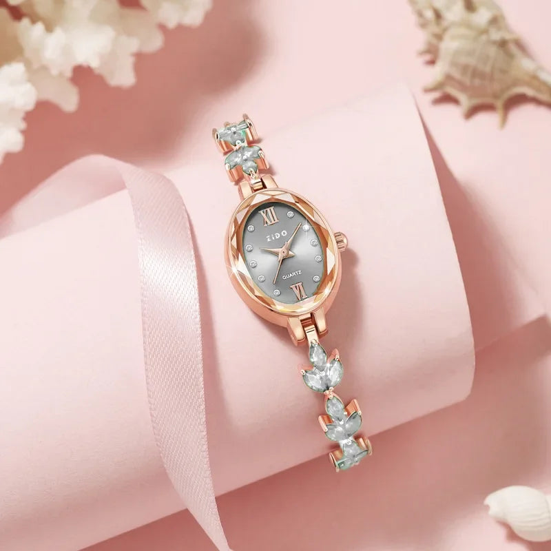 Women's Watches Light Luxury Diamond Inlaid For Clover Watch Waterproof Oval Ladies Fashion Quartz Bracelet Wristwatch relógio