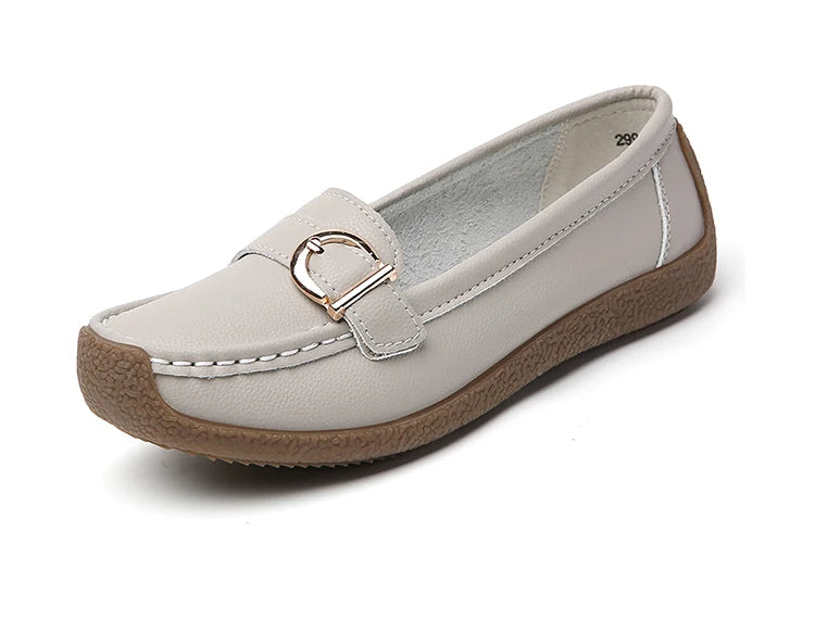 Woman Shoes 2025 New Low Heels Casual White Shoes Women's Loafers Slip On Elegant Flat Heel Zapatos De Mujer Soft Leather Flats