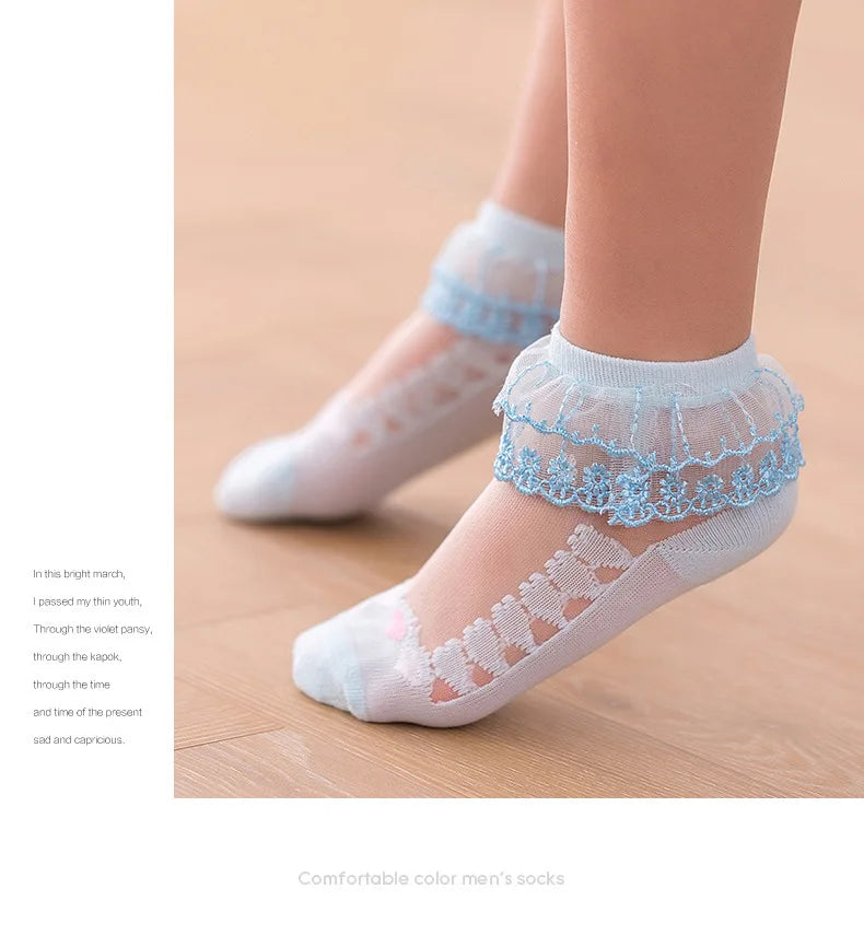 1 Pair Soild Color Thin Lace Mesh Socks for Baby Children Girls Summer Dresses Paired with Princess Socks Baby Clothing