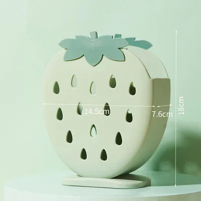 Cute Strawberry Chopsticks Holder Drain Rack Kitchen Tableware Storage Rack Hollow Cutlery Drainer Spoon Fork Knife Shelf Holder