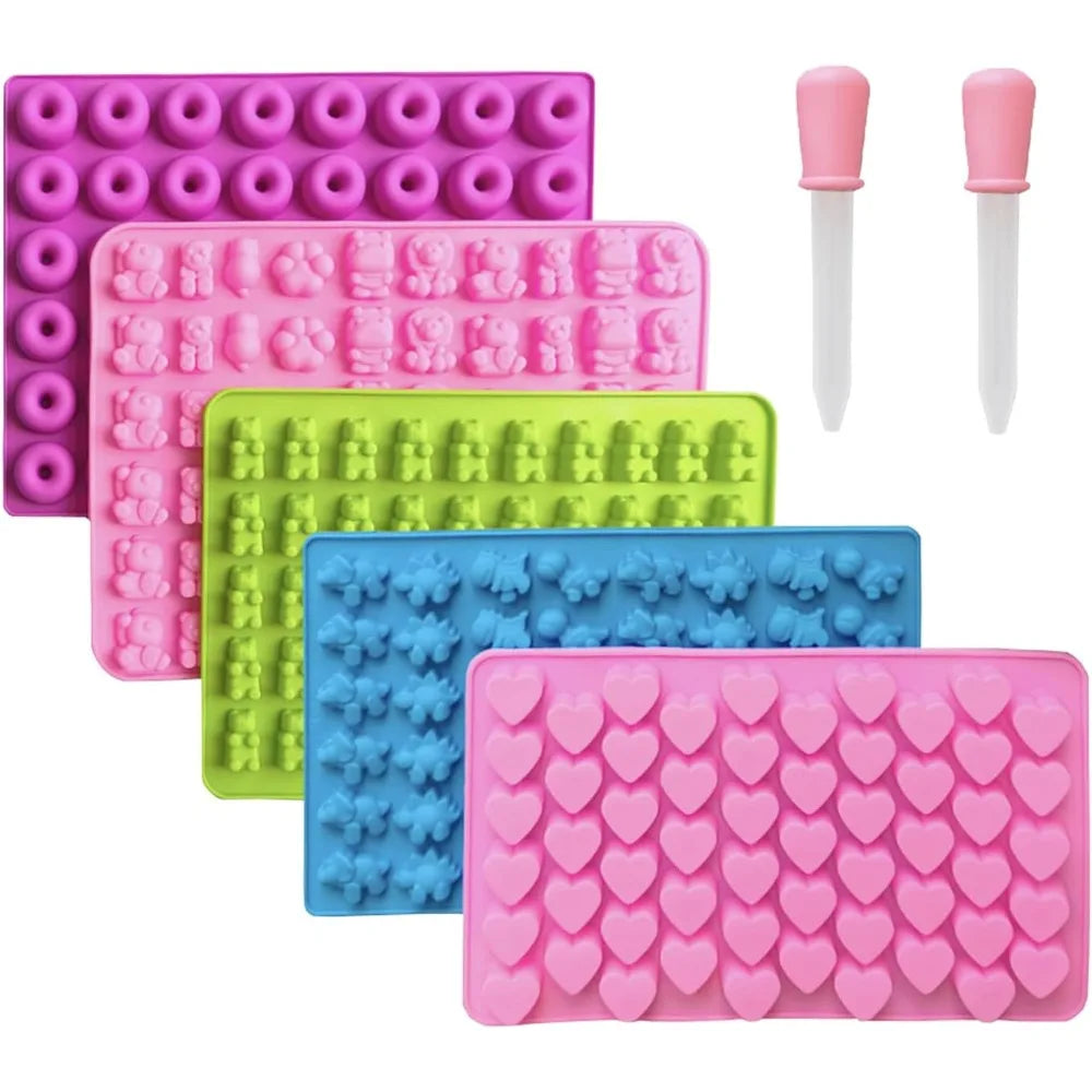 Silicone Gummy Candy Molds Nonstick Chocolate Molds DIY Chocolate Cake Candy Tools Various Shaped Doughnut Baking Molds