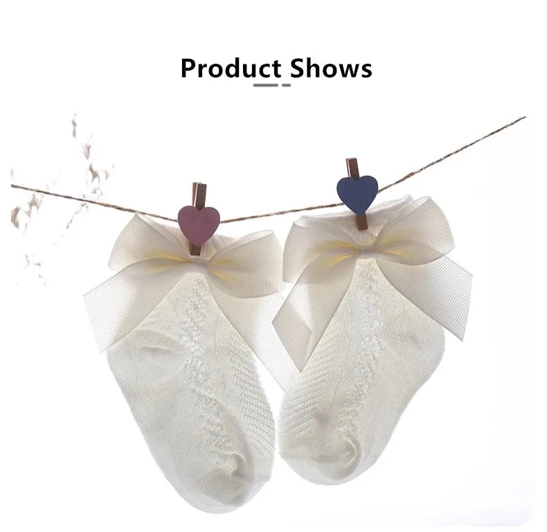 3Pairs/Lot Summer Baby Mesh Socks Bowknot Soft Cotton Newborn Sock Princess Infant Toddler Girls Cute Breathable Socks