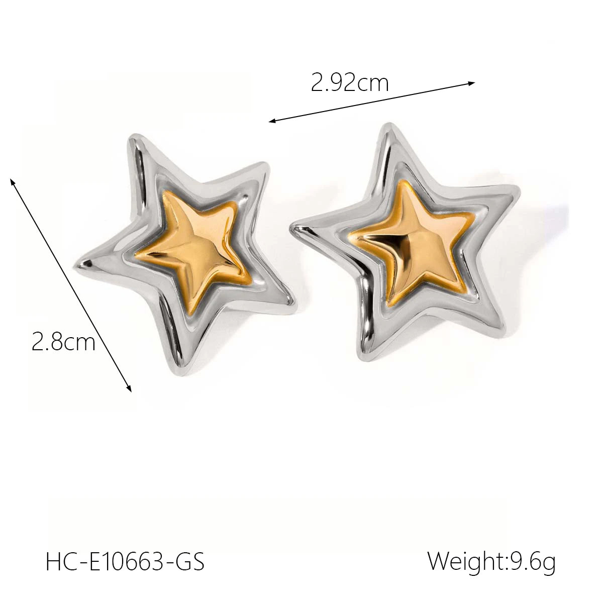 star Stainless steel earrings 18k gold plated  jewelry fashionable women's earring accessories Valentine's Day Gift For Woman