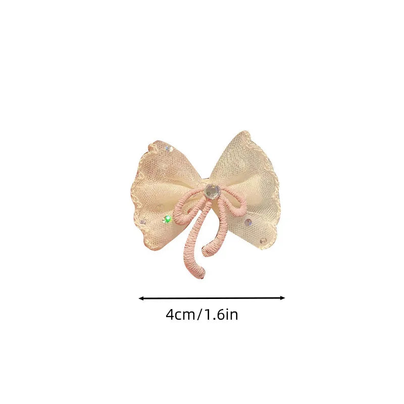2PCS/Set Kids Headdress Sided Clips Lace Embroidery Flower Bow Hair Clips for Baby Girl Sweet Bowknot Princess Barrettes Hairpin