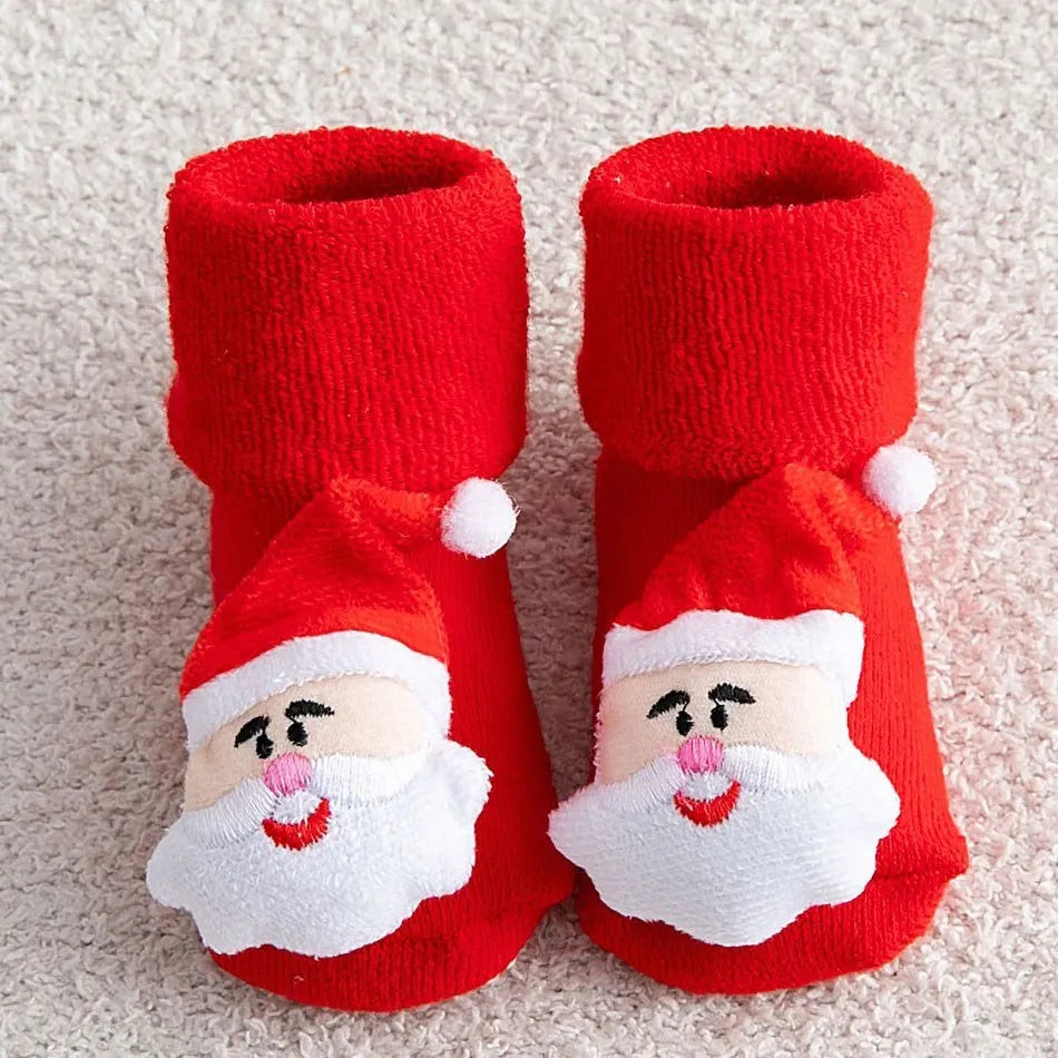 0-3 Years Children Clothing Accessories Infant Non-Skid Anti-Slip Stuff Boy Girl Floor Warm Christmas Stockings Kids Socks
