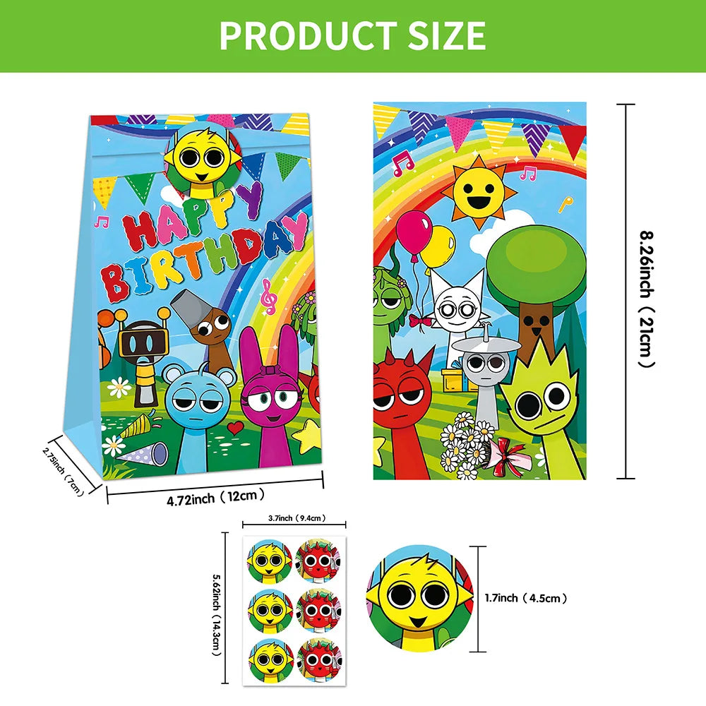 Sprunki Gift Bag Birthday Party Cute Cartoon Candy Sack Fashion Kraft Paper Biscuit Package Decoration Supplies Kids Gift
