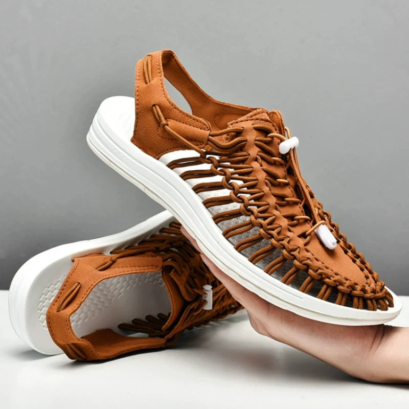 Summer Trend  Men Sandals Handmade Weaving Design Outdoor Beach Slippers Casual Flat Soft Bottom Couple Sandals Sandalias Hombre