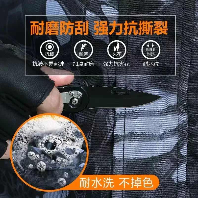 Black Python Pattern Wear-resistant Overalls Labor Insurance Cloth Uniform Men's Soft Tracksuit Outdoor Suit Designer Clothes