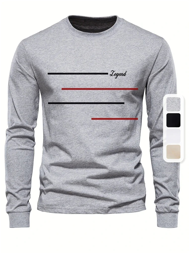2025 New Spring Men Round Neck Casual Street Style Clothing Loose Fashion Sweatshirt Letter Pattern Creative Long Sleeve T-Shirt