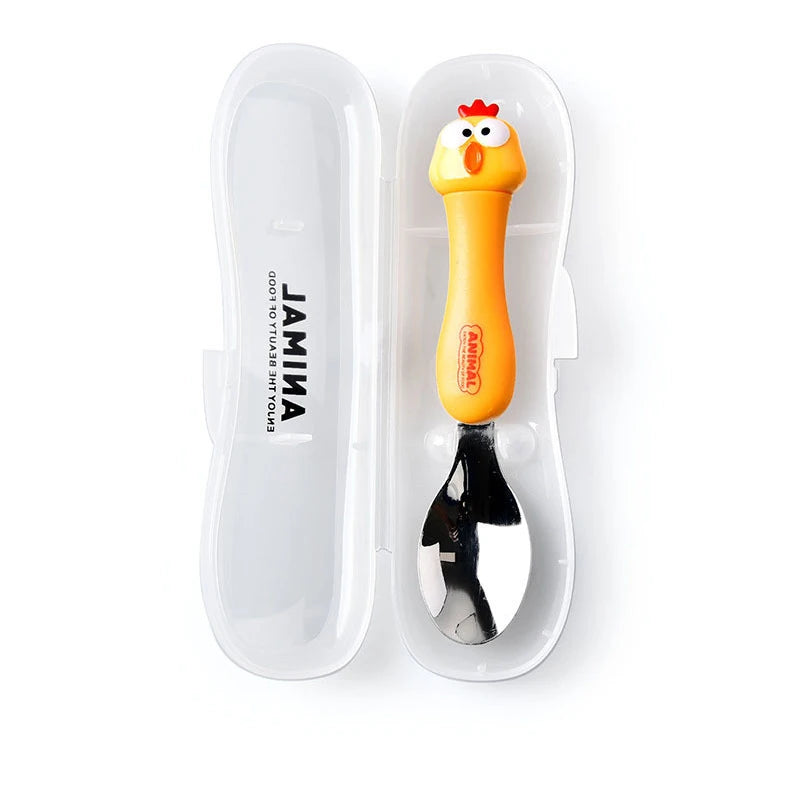 Cartoon Animal Kids Spoon and Fork Set Dessert Spoon for Children Fork Baby Tableware Gadgets Children's Cutlery Kids Favours