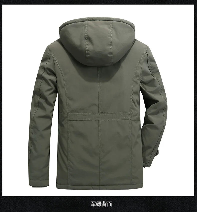 Mens Padded Clothes Velvet Thickened Winter Loose Casual Middle-aged Multi-bag Padded Jackets Cold-resistant Padded Clothes