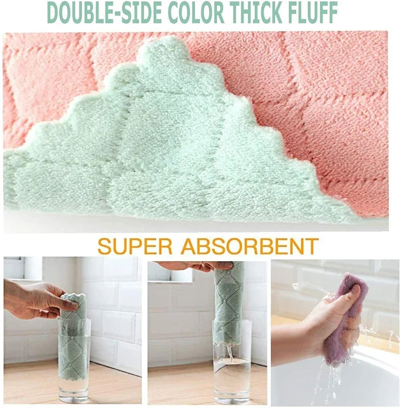 10/20pcs Dishwashing Cloth Kitchen Cleaning Wipes Household Multipurpose Absorbent Nonstick Oil Fiber Cleaning Cloth