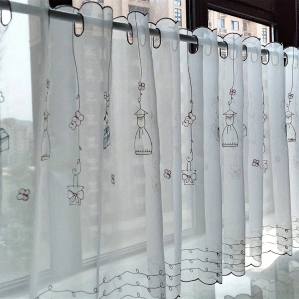 Kitchen Curtain Short Curtain Valance Lovely Cabinet Window Drapes Small Window Curtain Home Decor Transparent Voile