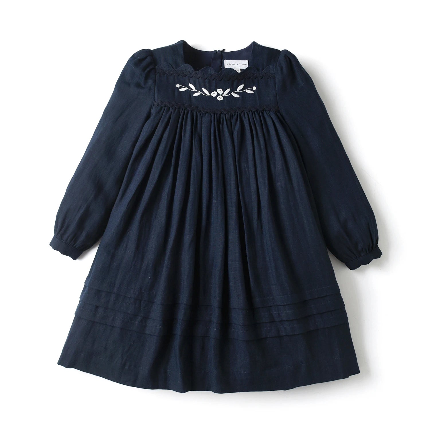 AS Great Quality Designer Shabbos Brother Sister Navy Cotton Linen Clothes with Embroidery Holiday Outfits