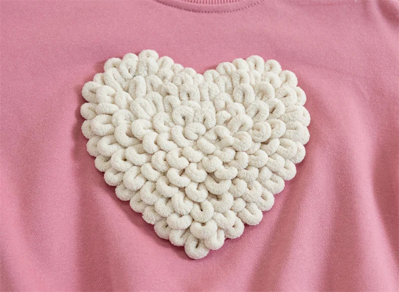 Girls T-shirts 2023 Autumn Winter Sweater for Kids 3D Love Children Sweatshirts Toddler Pullover Long Sleeve Baby Tops Outfits