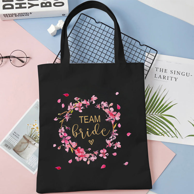 Hen Party Wedding Party Tote Bag Women Totebag Shoulder Bag Bachelorette Party Team Bride Handbag Reusable Shopping Beach Bag