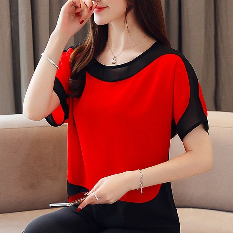 Fashion Women Blouses 2025 Women Blouse Shirt Short Sleeve Casual Chiffon Blouse Women Shirts Womens Tops and Blouses 3397 50