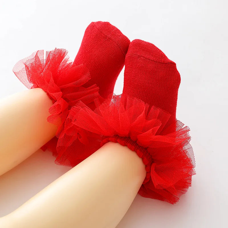 0-1Y Newborn Infant Toddler Baby Socks Girls Kids Princess Bowknot Lace Floral Short Socks Cotton Ruffle Frilly Trim Ankle Socks