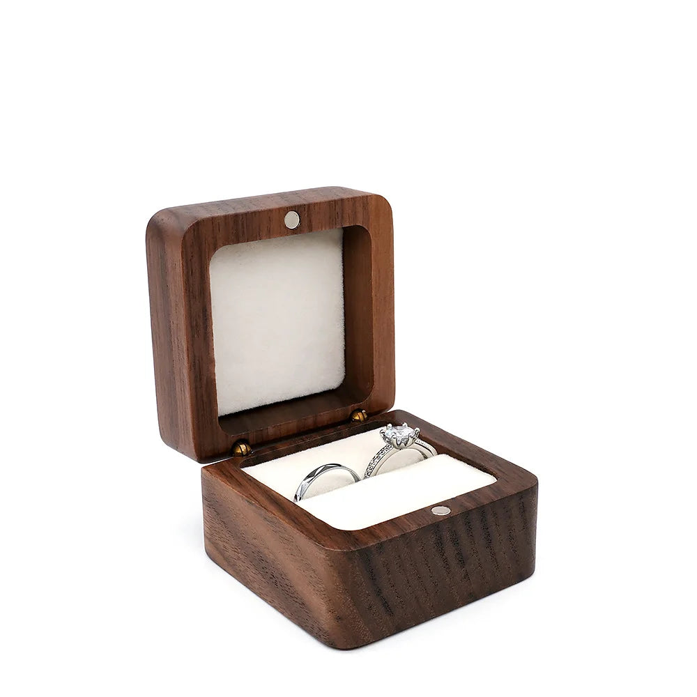 Diamond inlaid jewelry box, walnut solid wood wedding ring box, seeking marriage, diamond ring, Valentine's Day gift,  jewelry