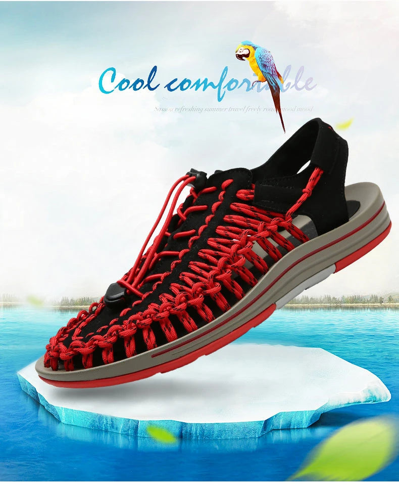 Summer Trend  Men Sandals Handmade Weaving Design Outdoor Beach Slippers Casual Flat Soft Bottom Couple Sandals Sandalias Hombre