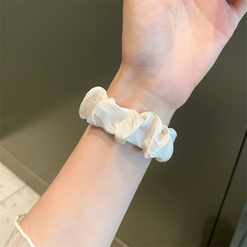 INS Chiffon Ice Silk Elastic Scrunchie Strap For Apple Watch 7 8 6 5 4 Slim Girl Band Loop Bracelet For iWatch 41mm 40 44 45 49