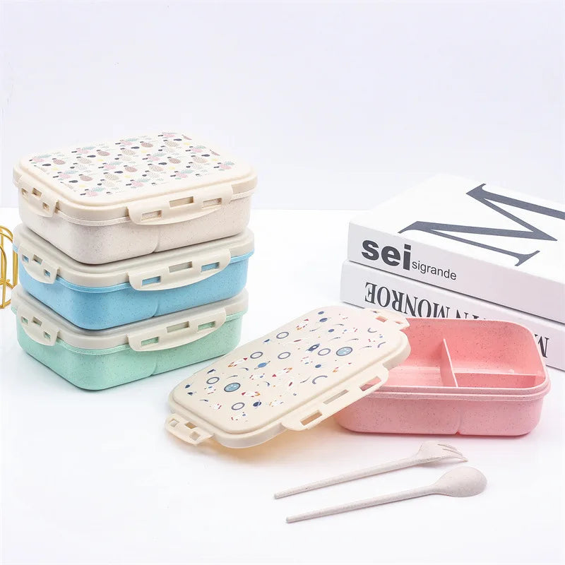 DIY Customized Lunch Box for Kids School Children Name LOGO Cartoon Pattern Cute Picture Photo with Spoon Fork Eco Material Gift