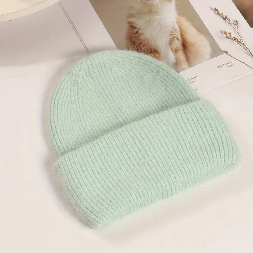 Women's Winter Hats Fashion Warm Bean Hats Solid Color Adult Hats Cute Knitted Hats Baotou Hats Autumn/Winter