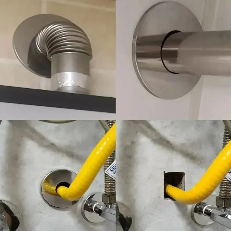 1PC Self-Adhesive Stainless Steel Faucet Decorative Cover Shower Chrome Finish Water Pipe Wall Covers Bathroom Accessories