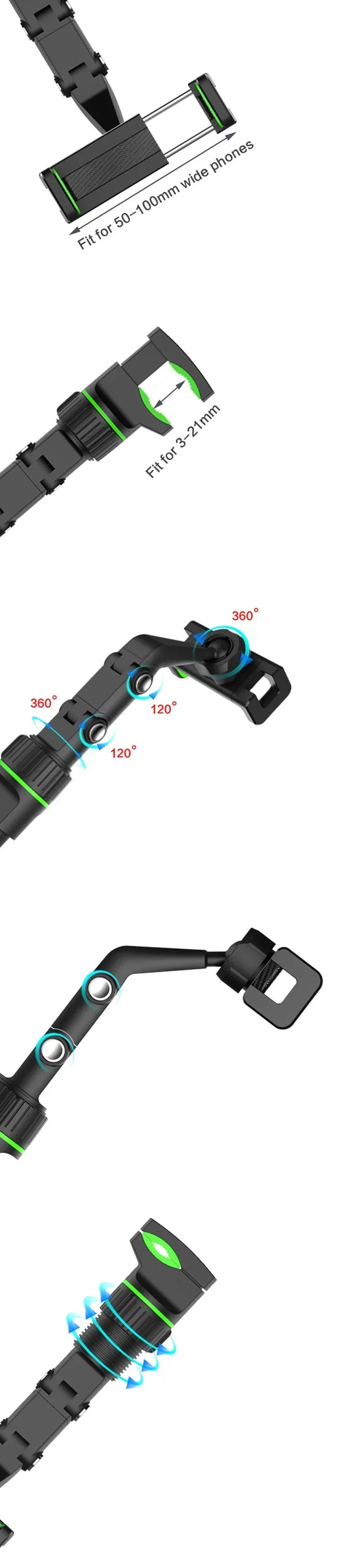 360 Degree Rotatable Universal Car Phone Holder Multifunctional Auto Rearview Mirror Seat Hanging Clip Bracket Cell Phone Holder