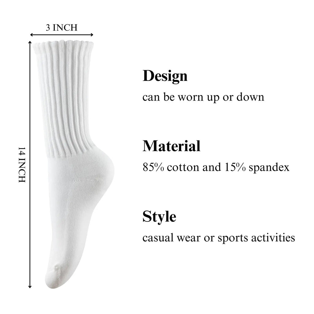 RMSWEETYIL Slouch Scrunch Stacked Socks for Women 80s 90s Slouch Cotton Thick Chunky Loose High Tube Boot Socks