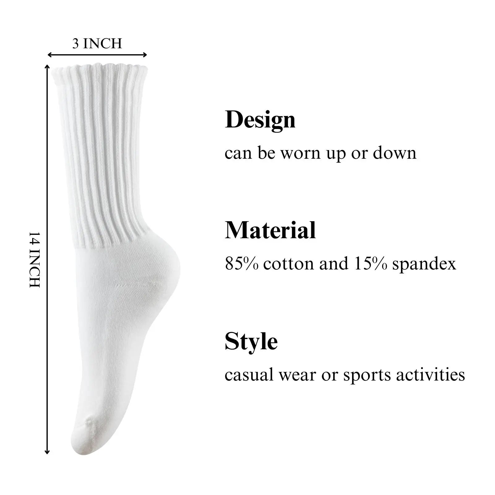 RMSWEETYIL Slouch Scrunch Stacked Socks for Women 80s 90s Slouch Cotton Thick Chunky Loose High Tube Boot Socks