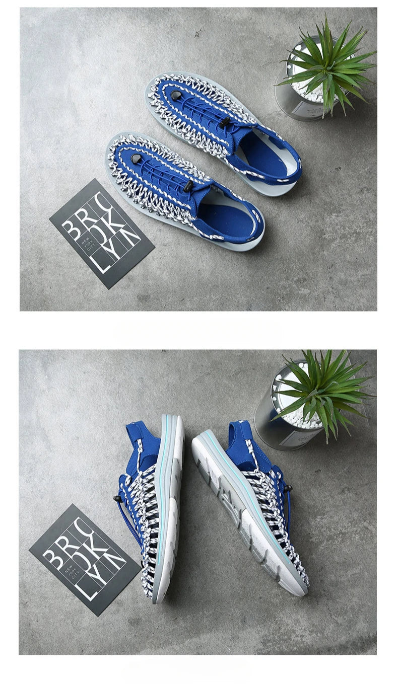 Summer Trend  Men Sandals Handmade Weaving Design Outdoor Beach Slippers Casual Flat Soft Bottom Couple Sandals Sandalias Hombre