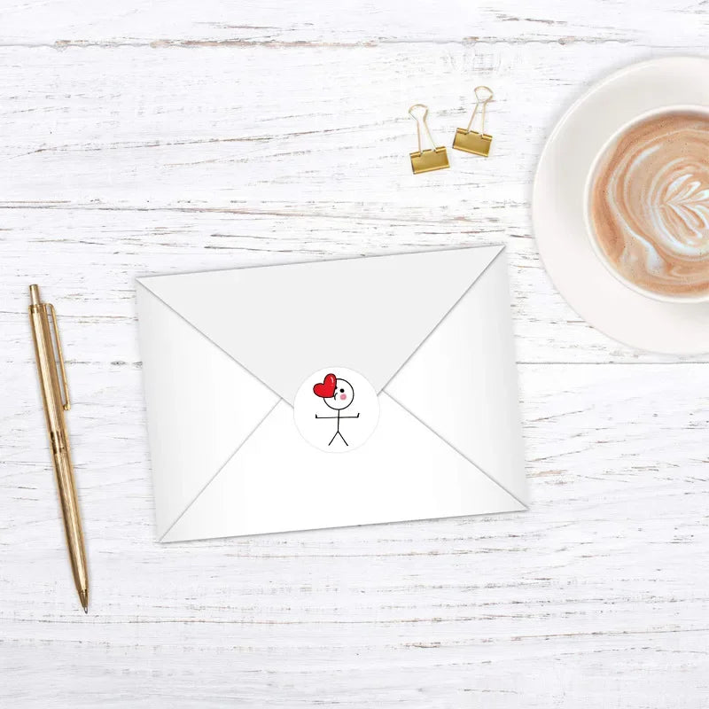 500PCs Cartoon Reward Sticker Roll Cute Love Labels Valentine's Day Sticker for Wedding Gift Decor Envelope Sealing Scrapbooking