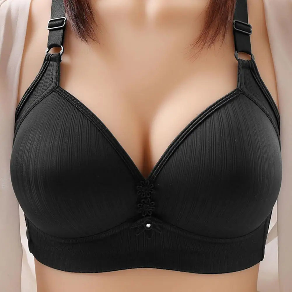 Breathable Soft Mom Style Soft Thin Cup Bralette Middle-aged Elderly Women Comfortable Gathered Breast Support Brassiere Bra