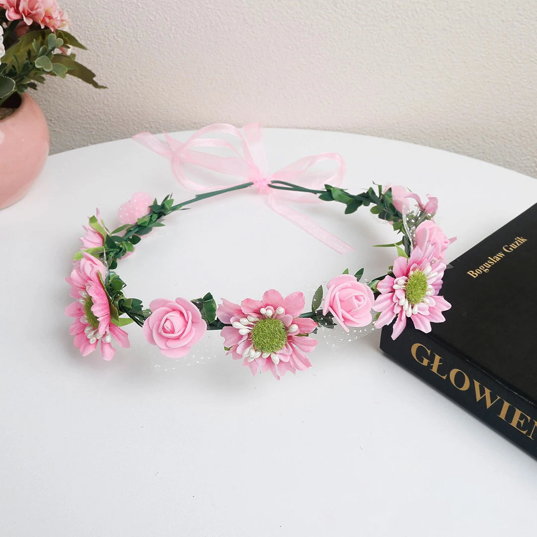 Women Wedding Flower Headband Girls Boho Flowers Headwear Children Headbands Hair Accessories Bride Wreath Beach Garland