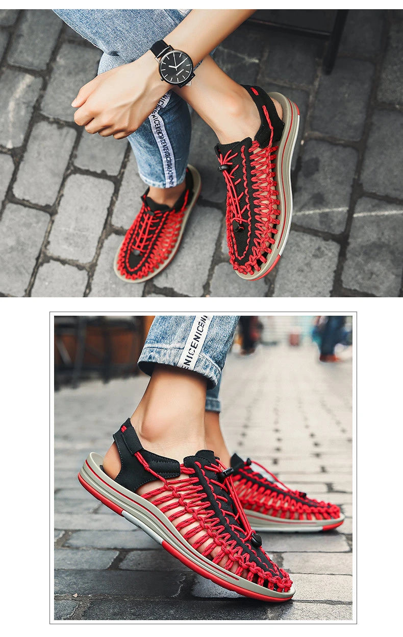 Summer Trend  Men Sandals Handmade Weaving Design Outdoor Beach Slippers Casual Flat Soft Bottom Couple Sandals Sandalias Hombre