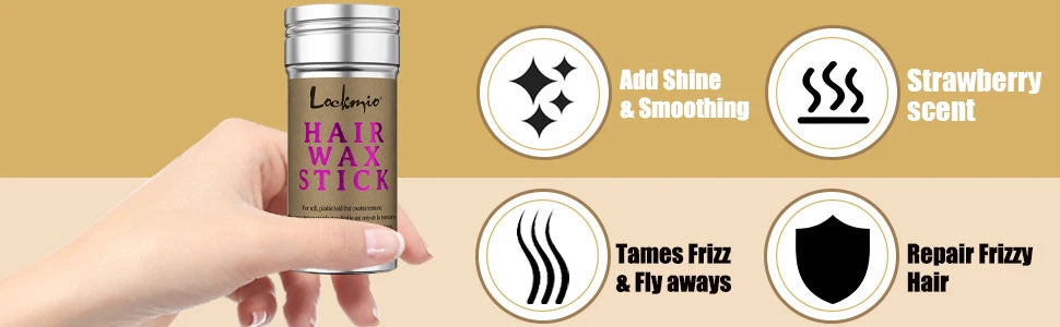 LOCKMIO Women Hair Wax Stick for Wigs Anti-frizz Flyaways Control Styling Wax Long-lasting Smooth Broken Back Hair Pomade Cream