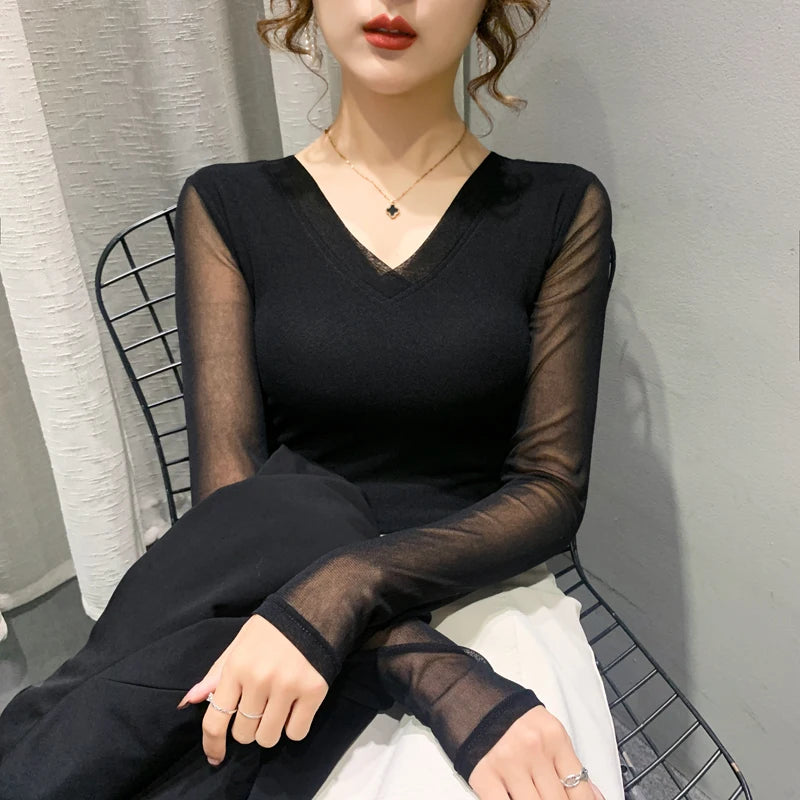 Women's Slim Fit V-Ne T-irt Me Inner Wear Top Spring Autumn Season Faionable Base irt Breathable Wear Resistant
