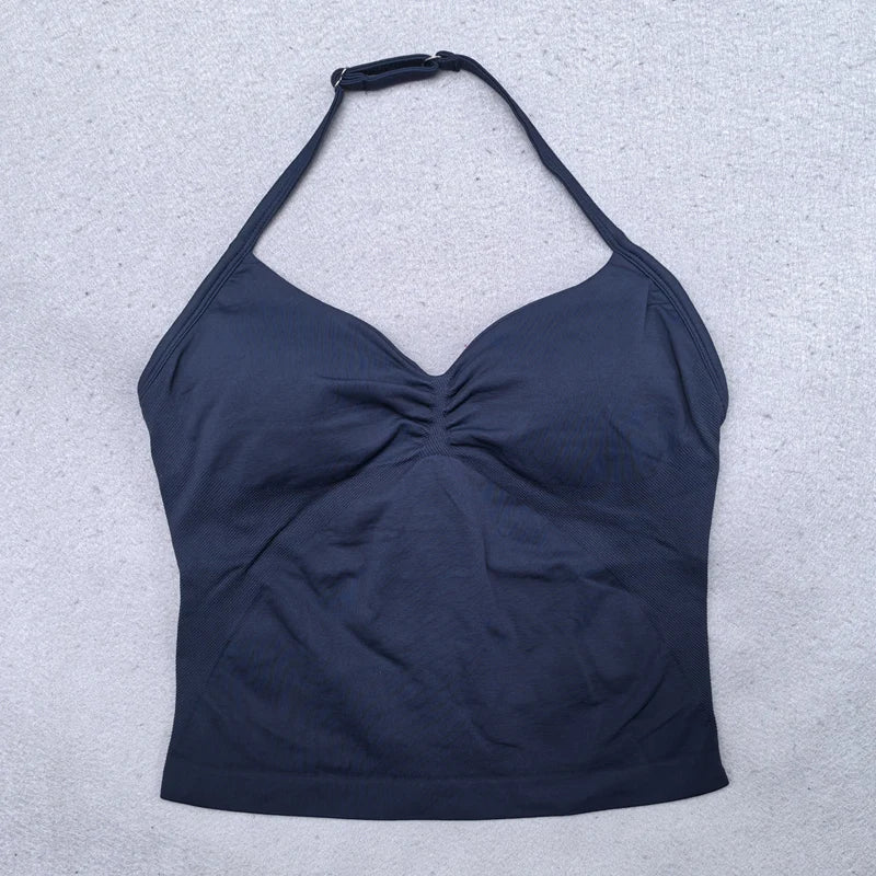 2 Pieces Yoga Set Women Backless Halter Tops High Waist Seamless Shorts Gym Suit Fitness Clothes Sportswear Workout Sets