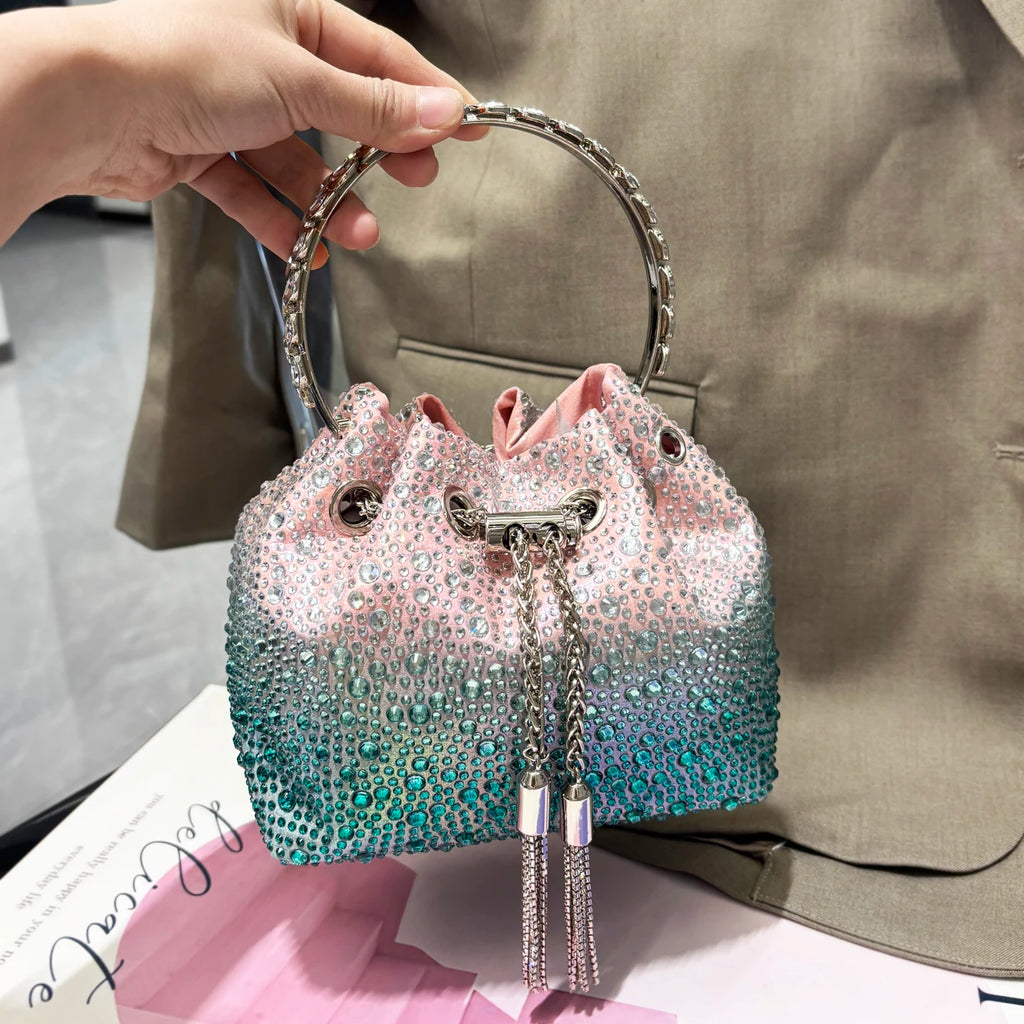 Handle Rhinestones Evening clutch Bag Purses and handbag luxury Designer shoulder bag Shiny Crystal Clutch purse bucket bag