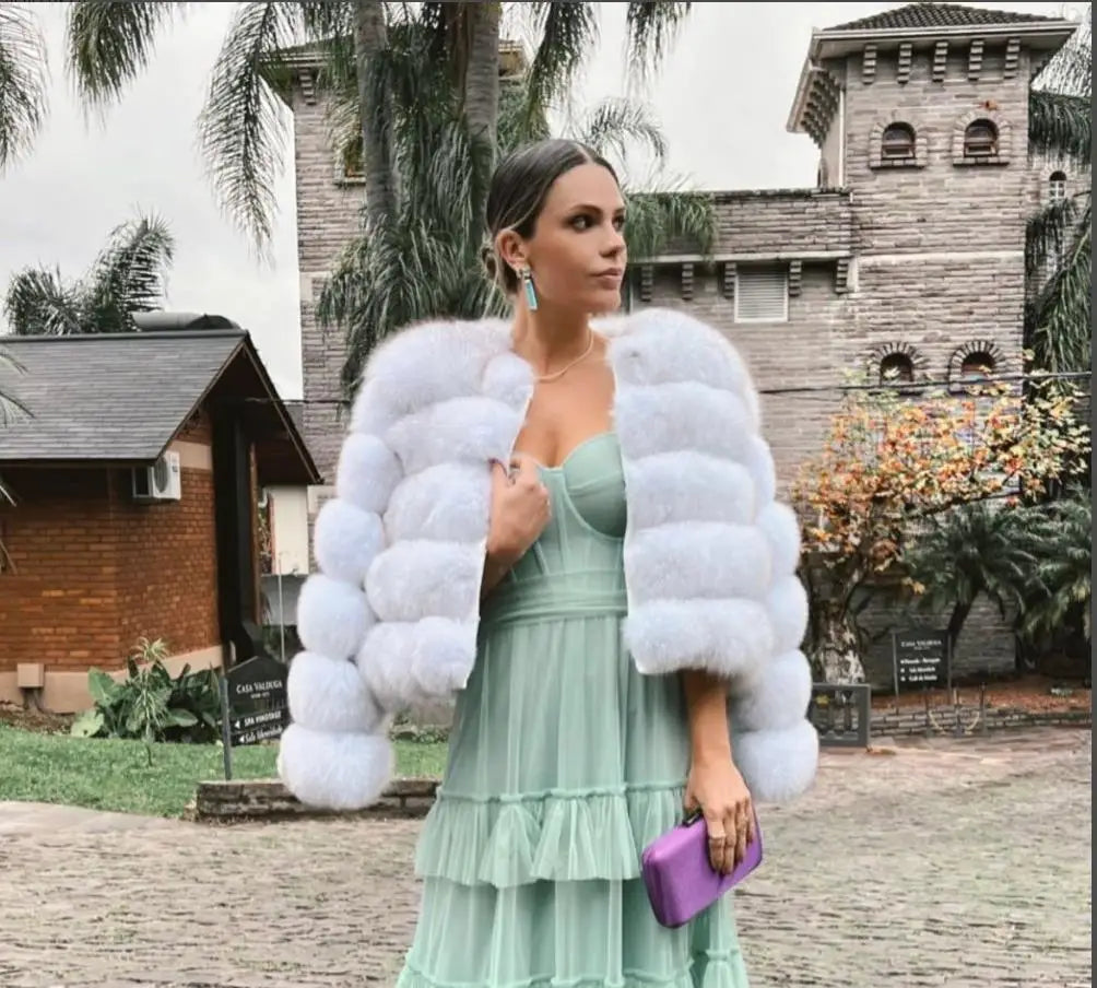 Women Autumn Winter Imitation Fox Fur Faux Fur Coat Women's Short Long Sleeve Fur Artificial Fur Coat