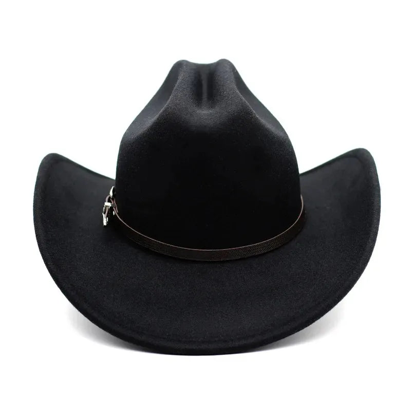 Vintage Western Cowboy Hat For Men's Gentleman Lady Jazz Cowgirl With Leather Wide Brim Cloche Church Sombrero Hombre Caps